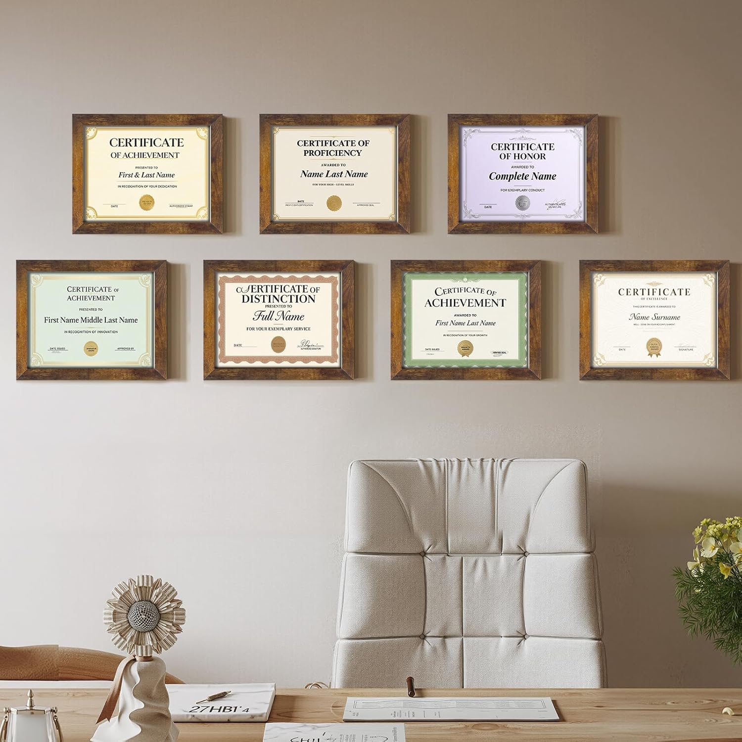 Certifications wall at Perfect Smile Dental Care
